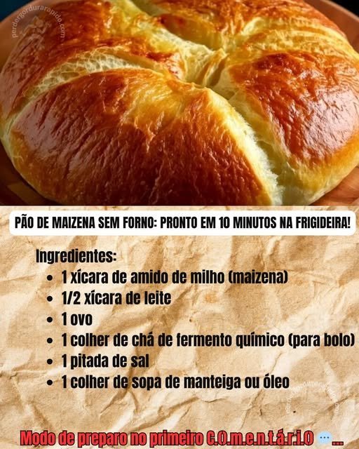 Pão de Maizena Sem Forno: Pronto em 10 Minutos na Frigideira! - Receita Completa